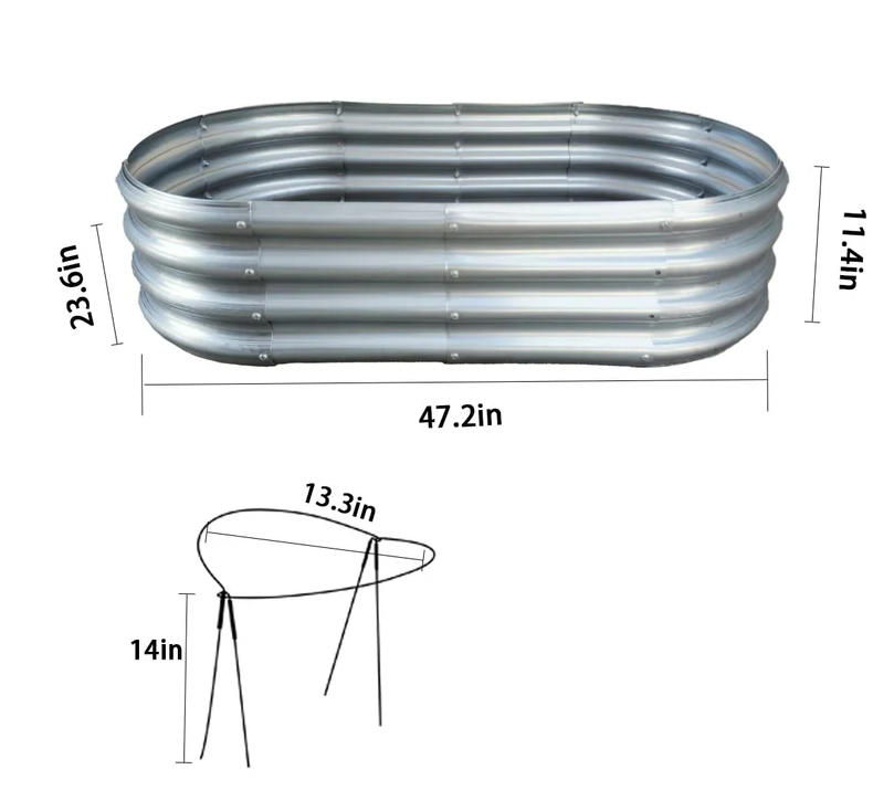 Galvanized steel raised garden bed 4x2 ft for vegetables, herbs, and flowers – COATTOA DIY planter box with drainage.